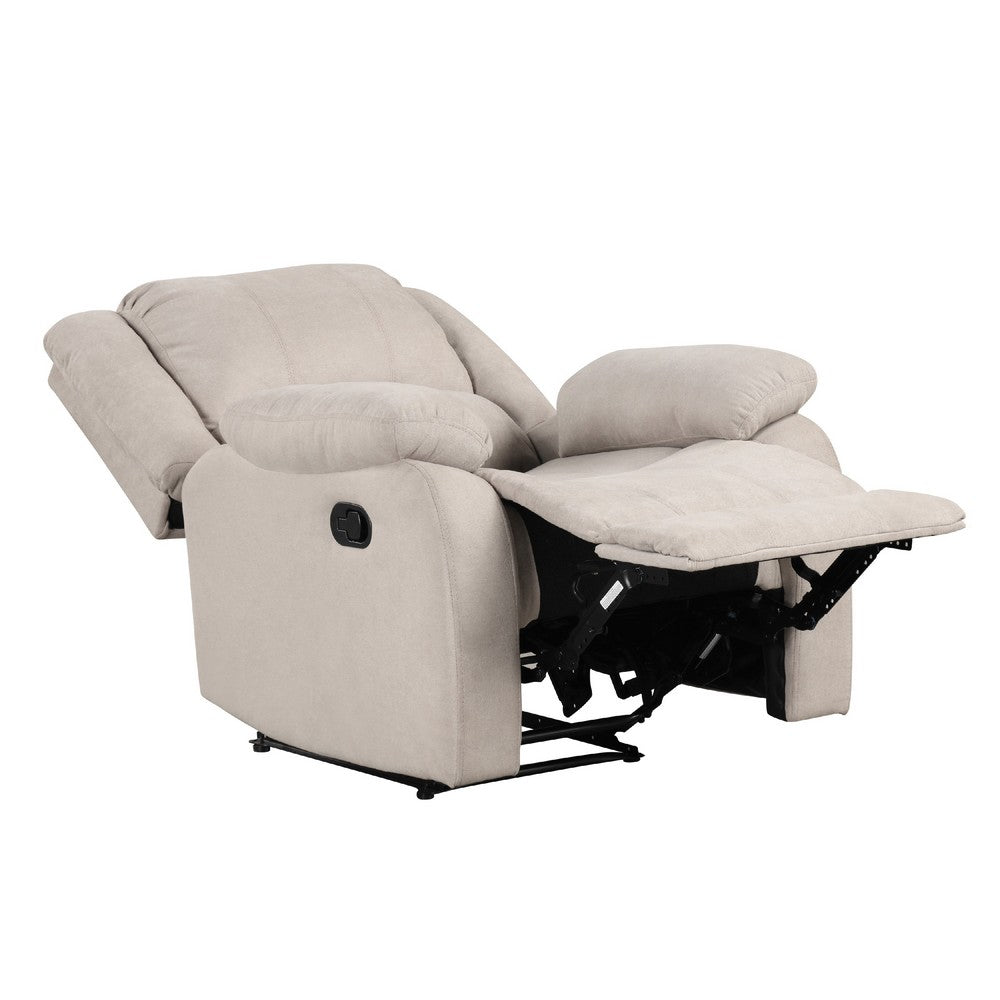 Chris Manual Pull Tab Recliner Chair, Tufted Oatmeal Beige Polyester -BM335934