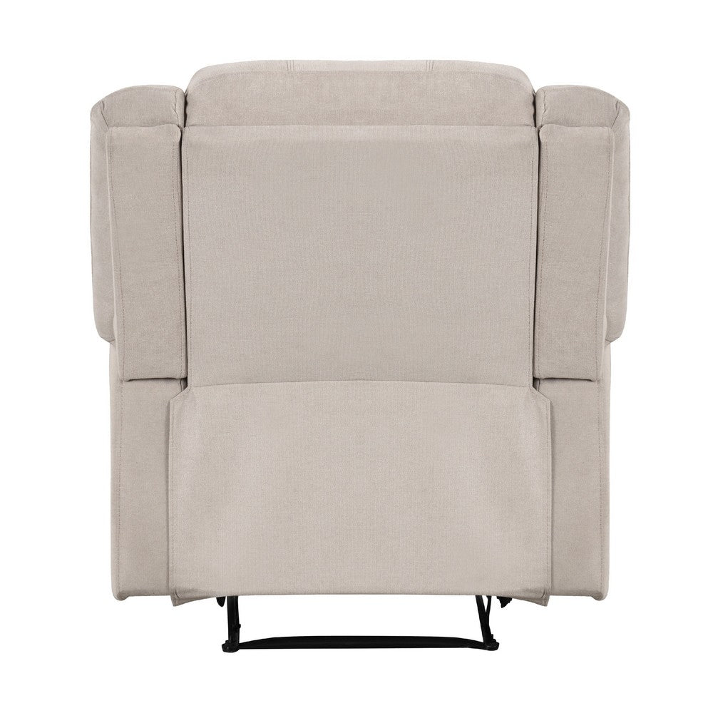 Chris Manual Pull Tab Recliner Chair, Tufted Oatmeal Beige Polyester -BM335934