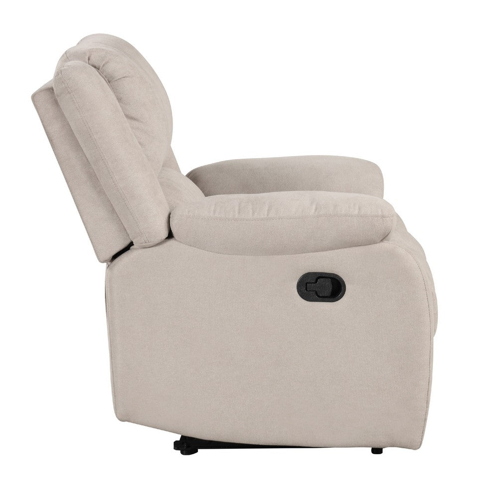 Chris Manual Pull Tab Recliner Chair, Tufted Oatmeal Beige Polyester -BM335934