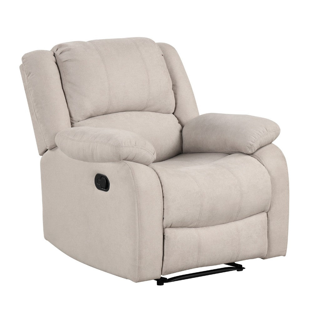 Chris Manual Pull Tab Recliner Chair, Tufted Oatmeal Beige Polyester -BM335934