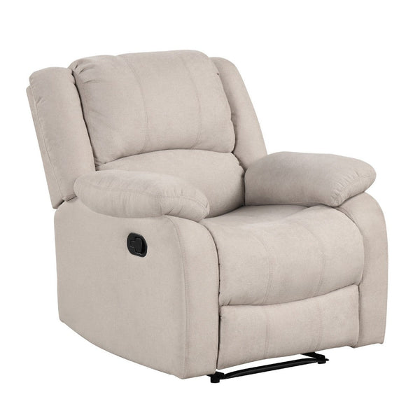 Chris Manual Pull Tab Recliner Chair, Tufted Oatmeal Beige Polyester -BM335934