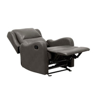 Kim Manual Glider Recliner Chair, Tab Pull, Dark Gray Faux Leather -BM335935