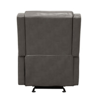Kim Manual Glider Recliner Chair, Tab Pull, Dark Gray Faux Leather -BM335935