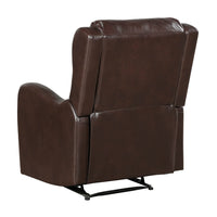 Kim Manual Recliner Chair with Tab Pull, Dark Brown Faux Leather -BM335936