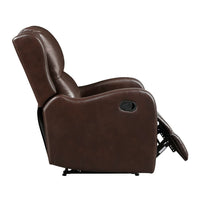 Kim Manual Recliner Chair with Tab Pull, Dark Brown Faux Leather -BM335936
