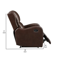 Kim Manual Recliner Chair with Tab Pull, Dark Brown Faux Leather -BM335936