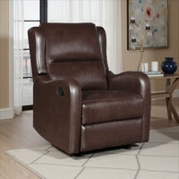 Kim Manual Recliner Chair with Tab Pull, Dark Brown Faux Leather -BM335936