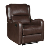 Kim Manual Recliner Chair with Tab Pull, Dark Brown Faux Leather -BM335936