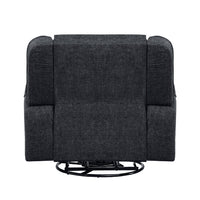 Ruma Swivel Manual Reclining Chair w Tab Pull, Ebony Black Chenille -BM335937