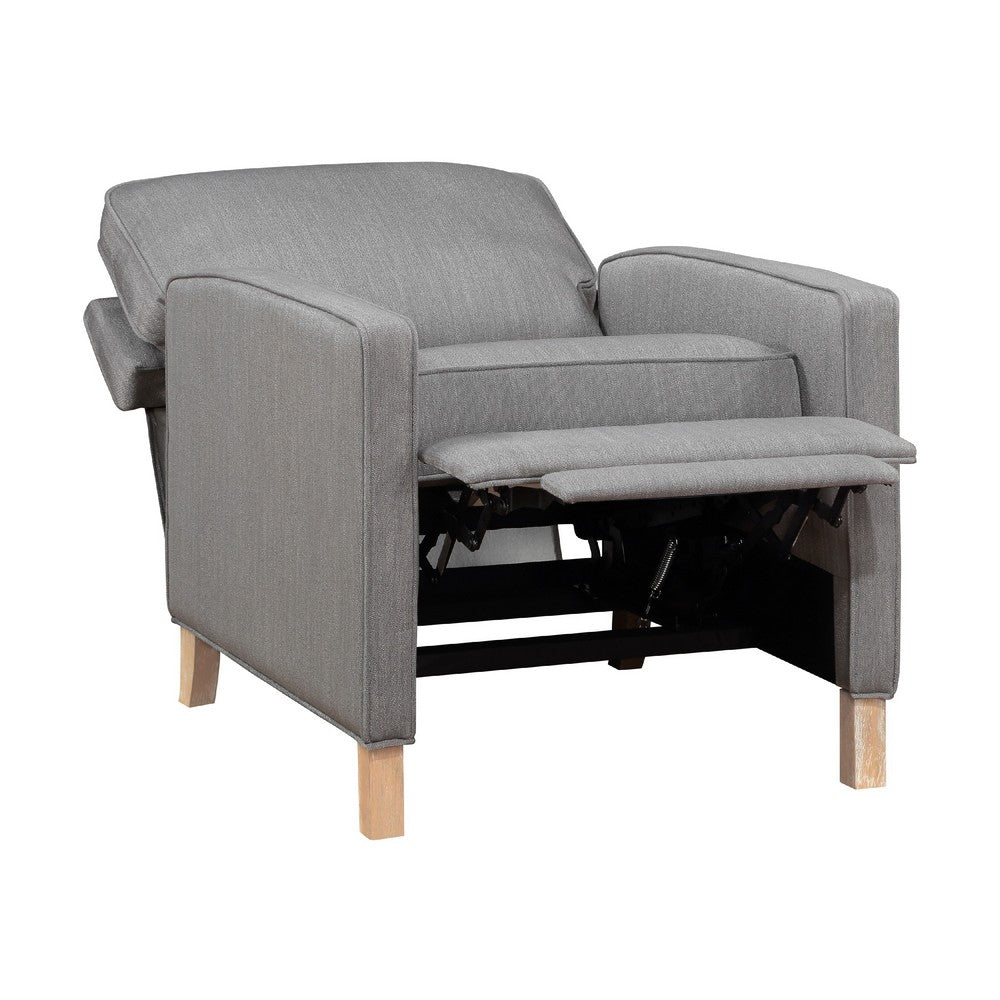 Tory Manual Push Back Recliner Chair, Light Gray, Natural Brown Wood -BM335949