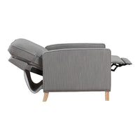 Tory Manual Push Back Recliner Chair, Light Gray, Natural Brown Wood -BM335949