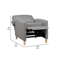 Tory Manual Push Back Recliner Chair, Light Gray, Natural Brown Wood -BM335949