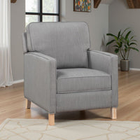 Tory Manual Push Back Recliner Chair, Light Gray, Natural Brown Wood -BM335949