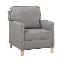 Tory Manual Push Back Recliner Chair, Light Gray, Natural Brown Wood -BM335949