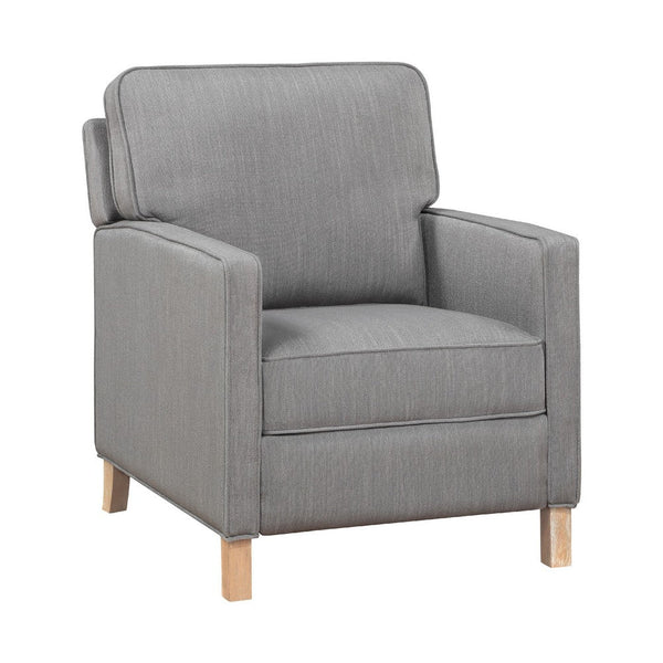 Tory Manual Push Back Recliner Chair, Light Gray, Natural Brown Wood -BM335949