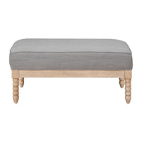 Tory Ottoman, Natural Brown Turned Wood Legs, 42 Inch Gray Polyester -BM335950