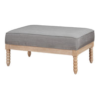 Tory Ottoman, Natural Brown Turned Wood Legs, 42 Inch Gray Polyester -BM335950