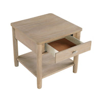 Neka Side End Table, Drawer Shelf, Brown Wood and Veneer, 24 Inch -BM335951