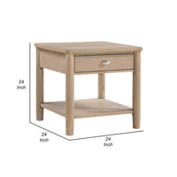 Neka Side End Table, Drawer Shelf, Brown Wood and Veneer, 24 Inch -BM335951