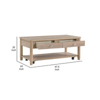 Neka Coffee Table, Farmhouse Natural Brown Wood and Veneer, 48 Inch -BM335953