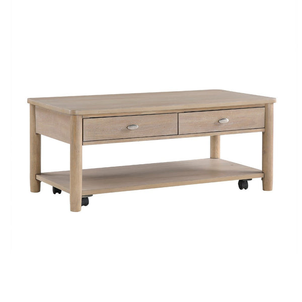 Neka Coffee Table, Farmhouse Natural Brown Wood and Veneer, 48 Inch -BM335953