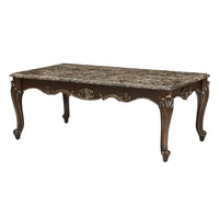 Hesar Coffee Table, 51 Inch Marble Top, Cherry Brown, Cabriole Legs -BM335956
