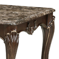 Hesar Coffee Table, 51 Inch Marble Top, Cherry Brown, Cabriole Legs -BM335956