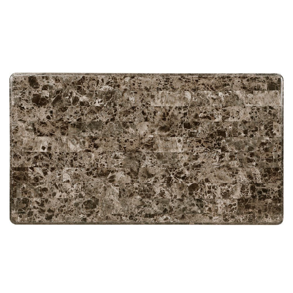 Hesar Coffee Table, 51 Inch Marble Top, Cherry Brown, Cabriole Legs -BM335956