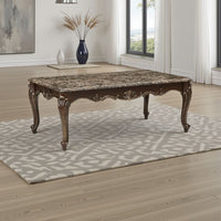 Hesar Coffee Table, 51 Inch Marble Top, Cherry Brown, Cabriole Legs -BM335956
