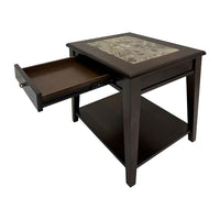 Side End Table, Drawer and Shelf, Classic Cherry Brown Finish, 26 Inch -BM335957