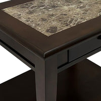 Side End Table, Drawer and Shelf, Classic Cherry Brown Finish, 26 Inch -BM335957