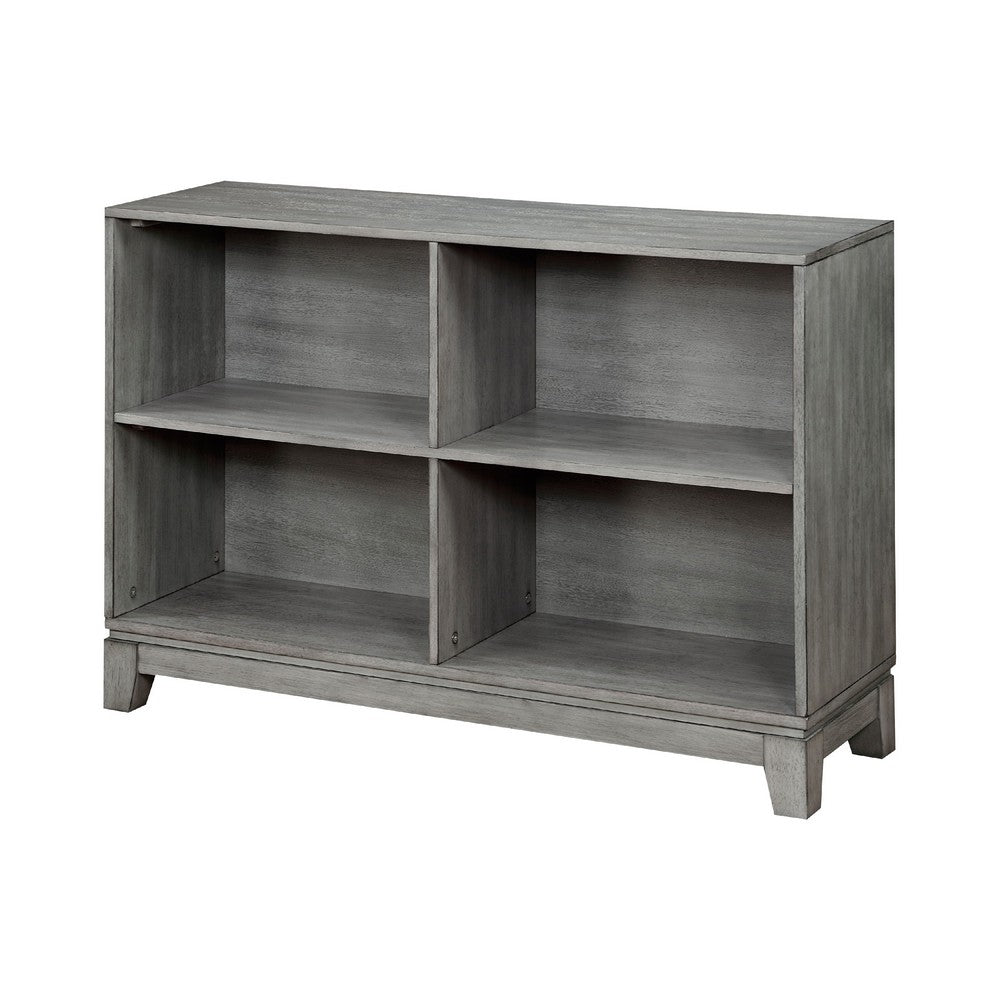 Thiem Cubby Bookcase, 43 Inch Wide 4 Shelves, Rustic Gray Veneer -BM335959