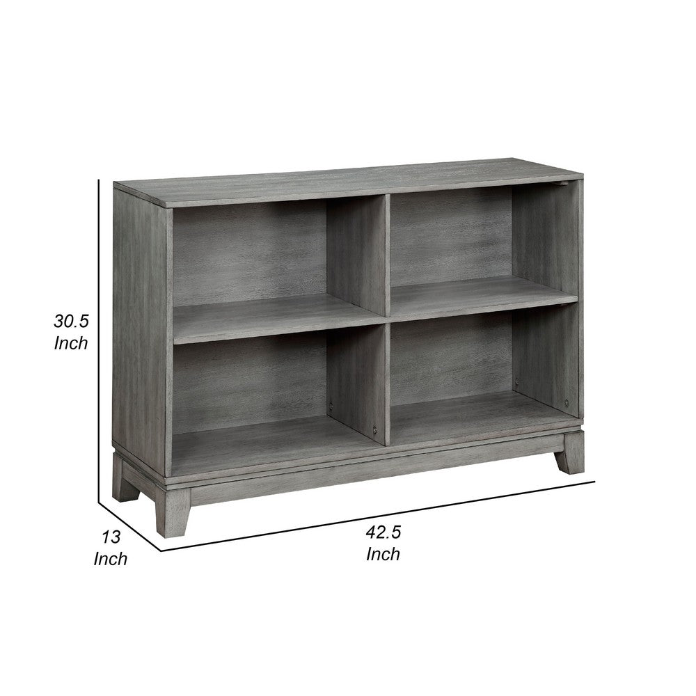 Thiem Cubby Bookcase, 43 Inch Wide 4 Shelves, Rustic Gray Veneer -BM335959