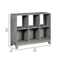 Thiem Cubby Bookcase, 6 Cube Style Shelves, Rustic Gray Veneer 40 Inch -BM335960