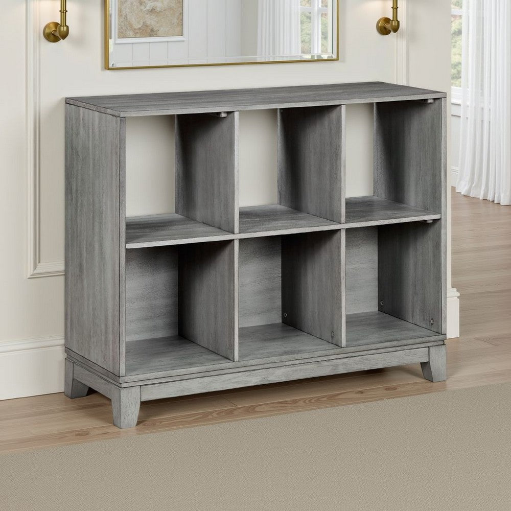 Benzara Thiem Cubby Bookcase, 6 Cube Style Shelves, Rustic Gray Veneer ...
