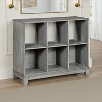 Thiem Cubby Bookcase, 6 Cube Style Shelves, Rustic Gray Veneer 40 Inch -BM335960