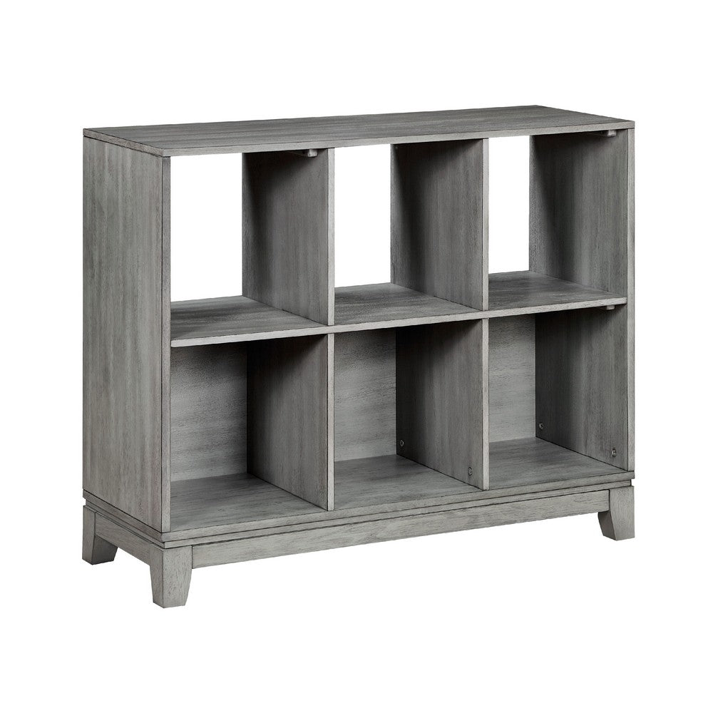 Thiem Cubby Bookcase, 6 Cube Style Shelves, Rustic Gray Veneer 40 Inch -BM335960