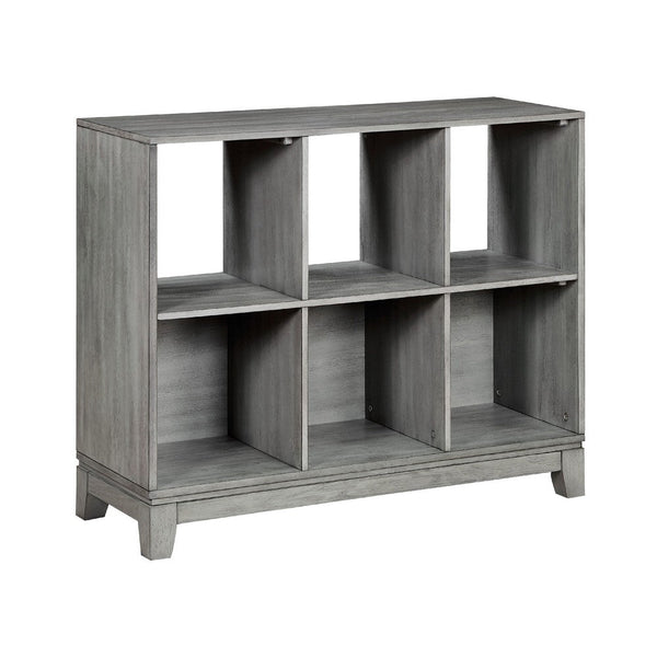 Thiem Cubby Bookcase, 6 Cube Style Shelves, Rustic Gray Veneer 40 Inch -BM335960
