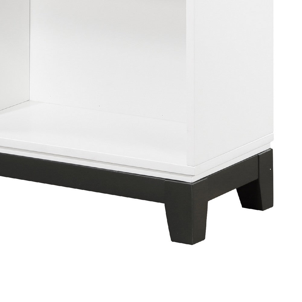 Thiem Bookcase, 4 Cube Shelves, White, Black Veneer, 43 Inch -BM335962
