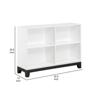 Thiem Bookcase, 4 Cube Shelves, White, Black Veneer, 43 Inch -BM335962
