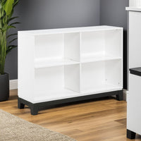 Thiem Bookcase, 4 Cube Shelves, White, Black Veneer, 43 Inch -BM335962