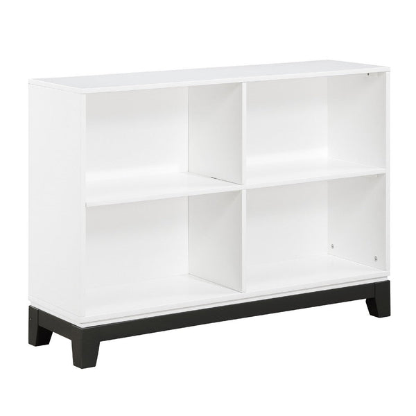 Thiem Bookcase, 4 Cube Shelves, White, Black Veneer, 43 Inch -BM335962
