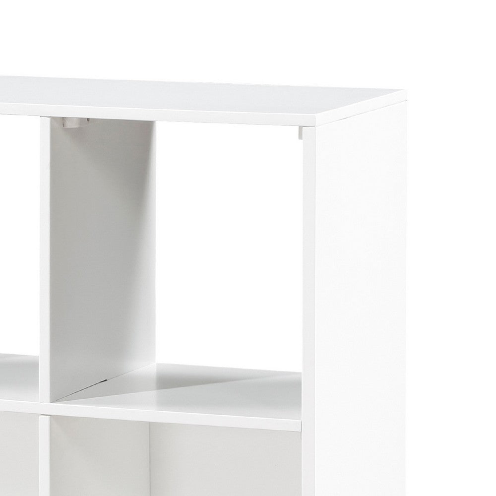 Thiem Bookcase, 6 Cubby Style Shelves, White, Black Veneer, 40 Inch -BM335963