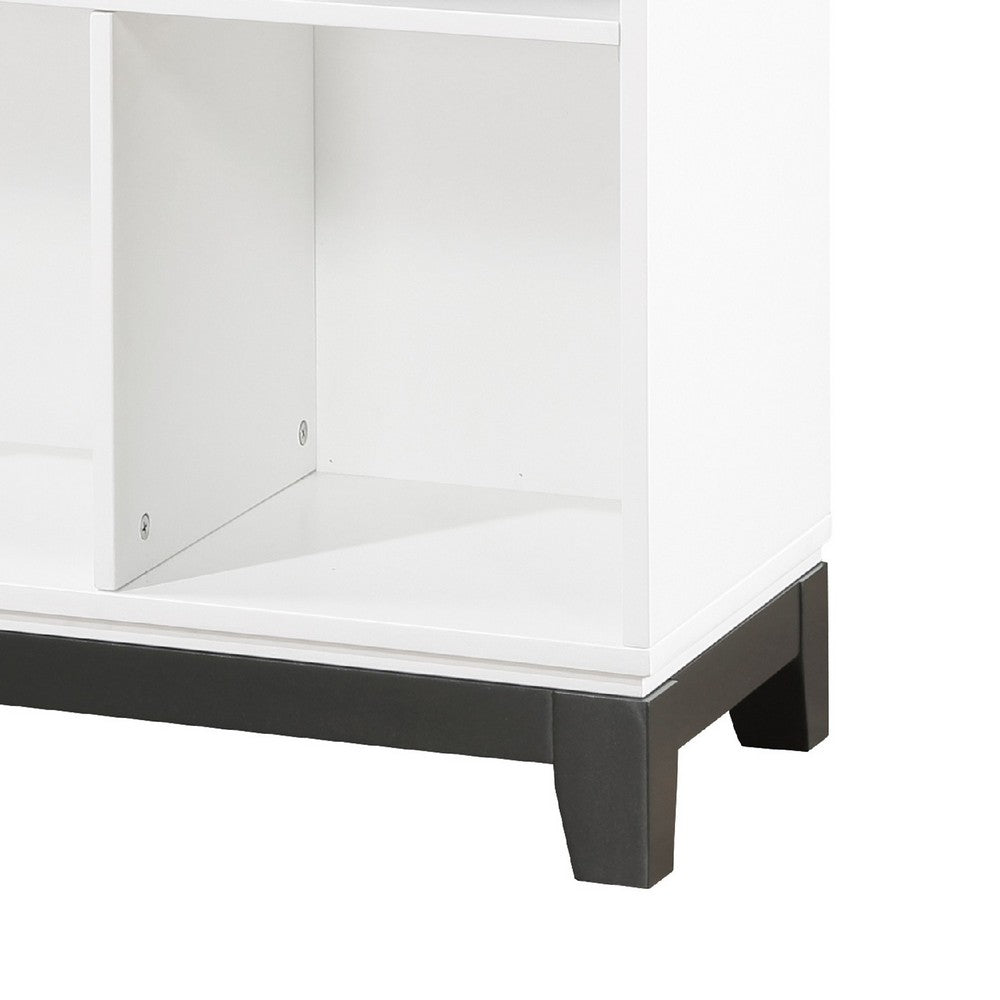 Thiem Bookcase, 6 Cubby Style Shelves, White, Black Veneer, 40 Inch -BM335963