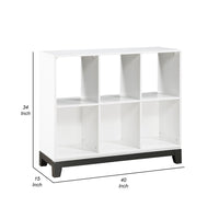 Thiem Bookcase, 6 Cubby Style Shelves, White, Black Veneer, 40 Inch -BM335963