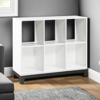 Thiem Bookcase, 6 Cubby Style Shelves, White, Black Veneer, 40 Inch -BM335963