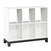 Thiem Bookcase, 6 Cubby Style Shelves, White, Black Veneer, 40 Inch -BM335963