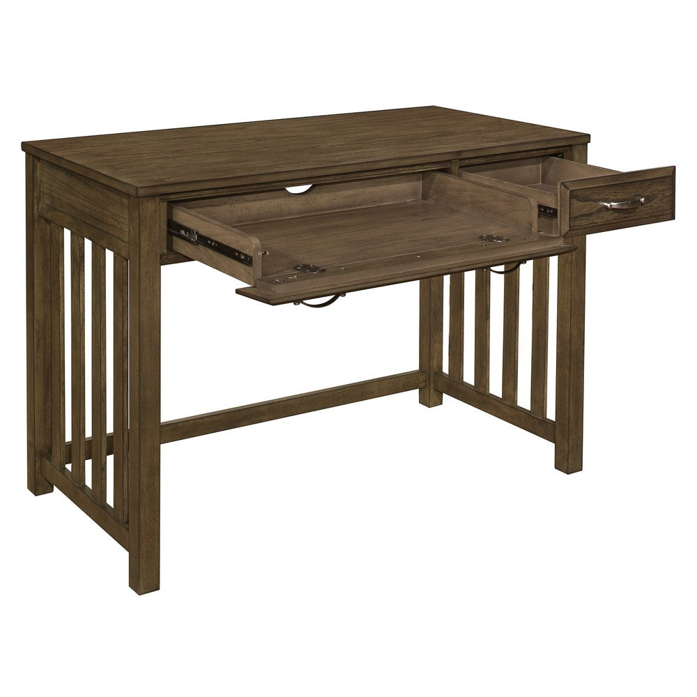 Belinda Writing Computer Desk, 2 Drawers, Rustic Brown Veneer, 44 Inch -BM335964