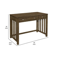 Belinda Writing Computer Desk, 2 Drawers, Rustic Brown Veneer, 44 Inch -BM335964