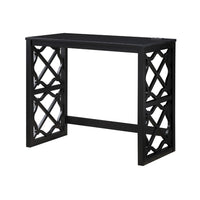Syna 3 Piece Nesting Desk and Stool Set, Black Wood, Gray Polyester -BM335967